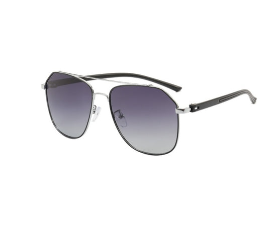 Aviator Zonnebril met Dubbele Brug – Large Frame & Metalen Look