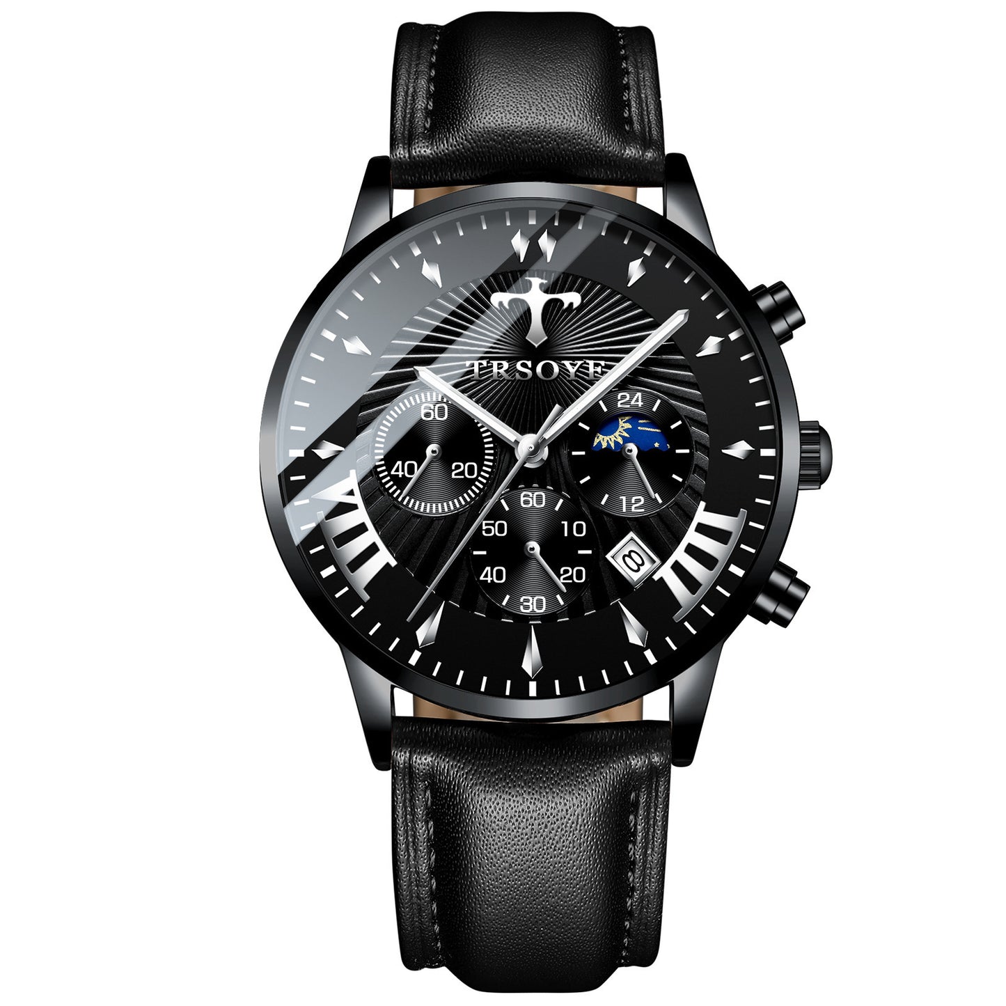 Herenhorloge – Lederen Quartz Horloge met Datum & Luminous Wijzerplaat