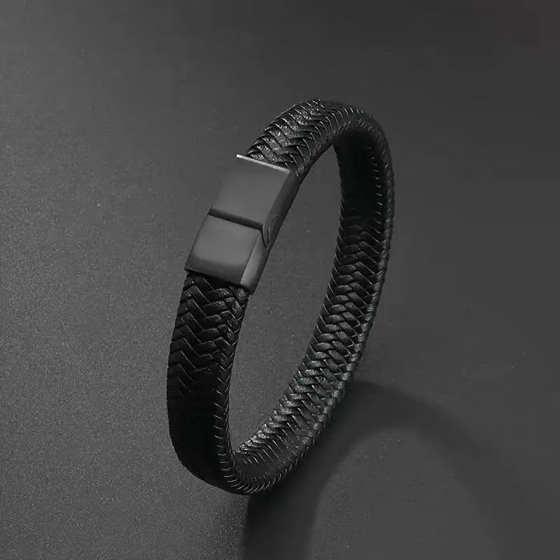 Heren Armband van Echt Leer – Magnetische Sluiting