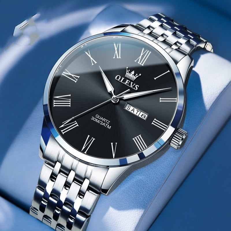 Men’s Business Roman Scale Stalen Riem Quartz Horloge