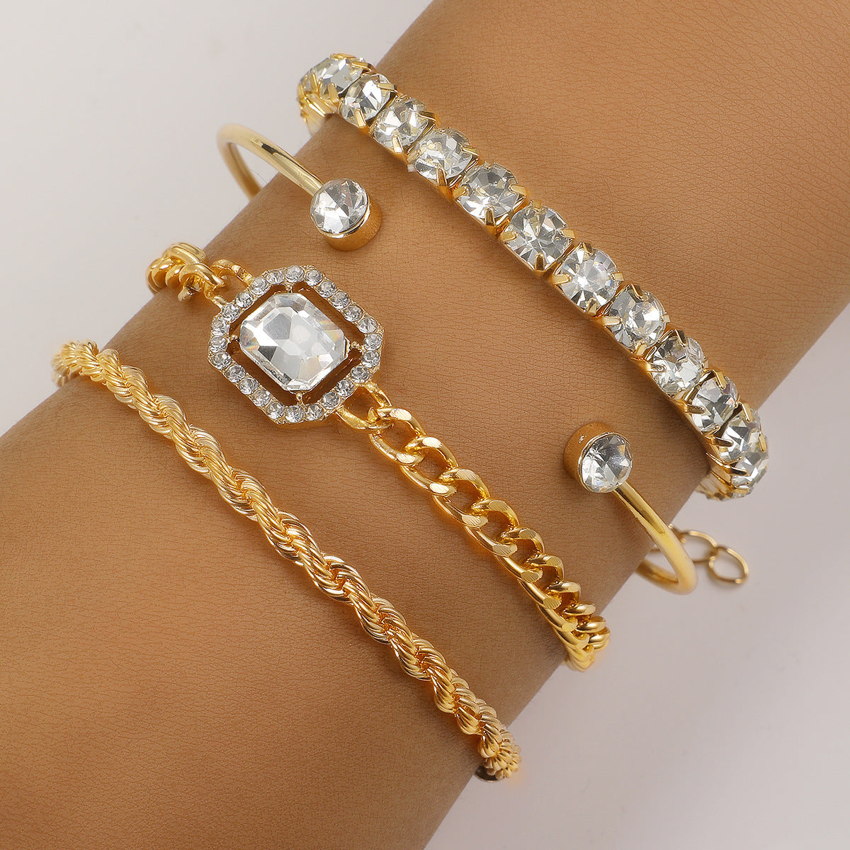 Fashion Jewelry 4-delige Crystal Armband Set