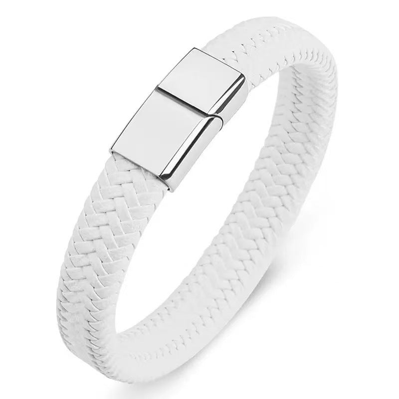 Heren Armband van Echt Leer – Magnetische Sluiting