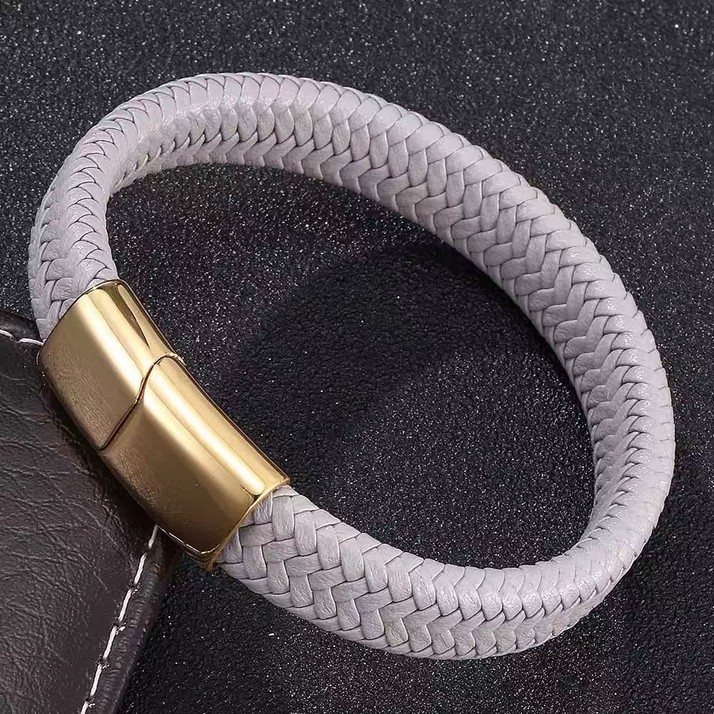Heren Armband van Echt Leer – Magnetische Sluiting