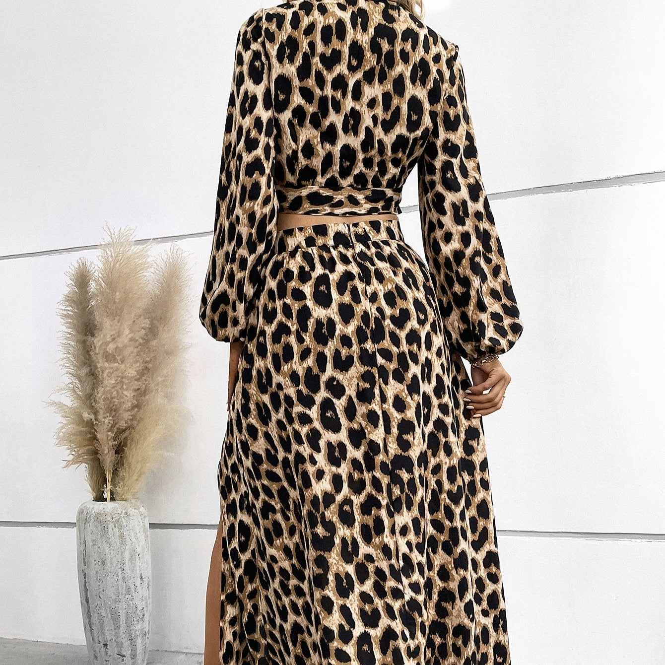 Elegante Dames Set — Wikkel-Top + Split Maxi-Rok