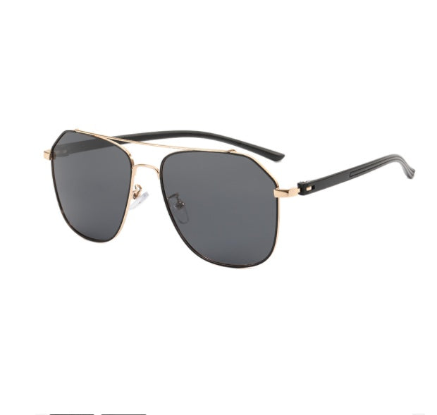 Aviator Zonnebril met Dubbele Brug – Large Frame & Metalen Look