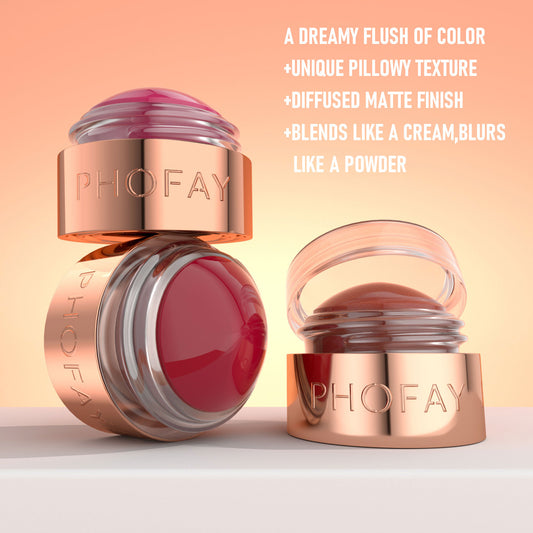 PHOFAY Mousse Blush Cream – Zijdezachte, Hydraterende Blush