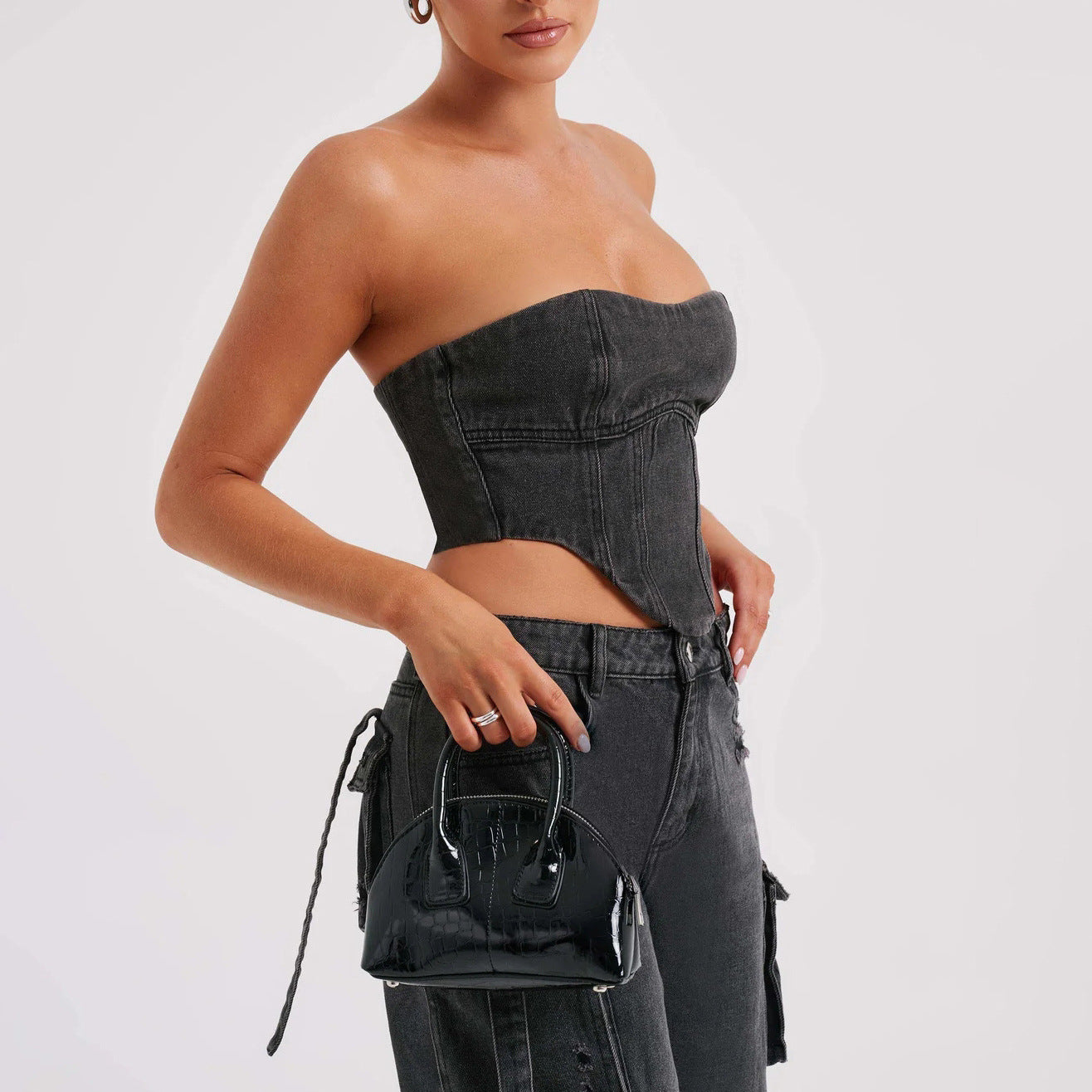 Dames Suit Jeans – Lage Taille Tube Top & Pocket Stitching