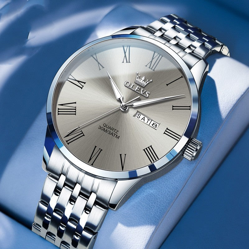 Men’s Business Roman Scale Stalen Riem Quartz Horloge