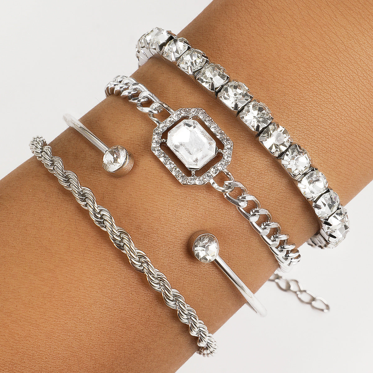 Fashion Jewelry 4-delige Crystal Armband Set