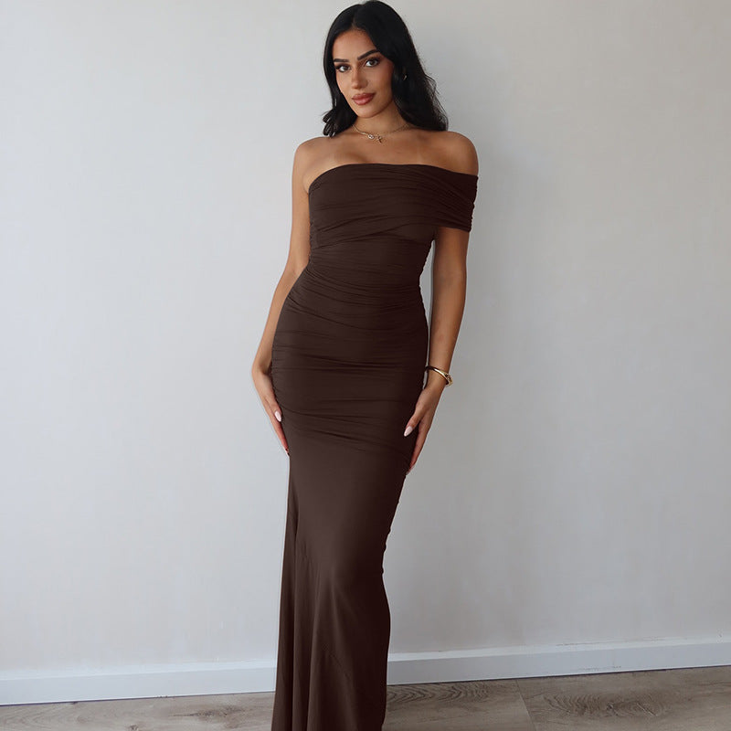 Slim Fit Jurk met Open Rug en Elegante Split