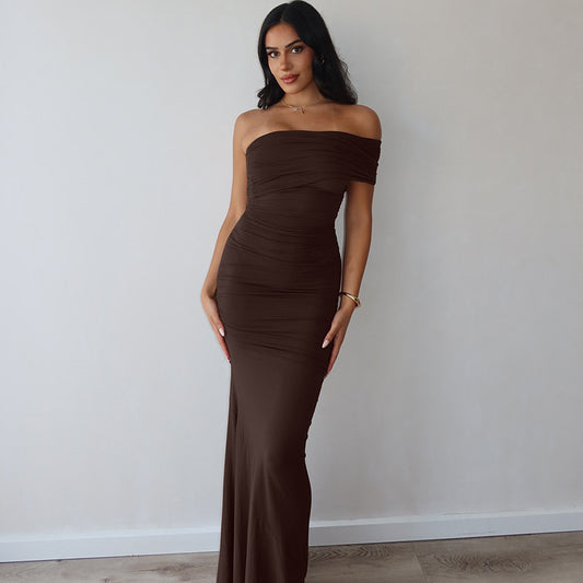 Slim Fit Jurk met Open Rug en Elegante Split