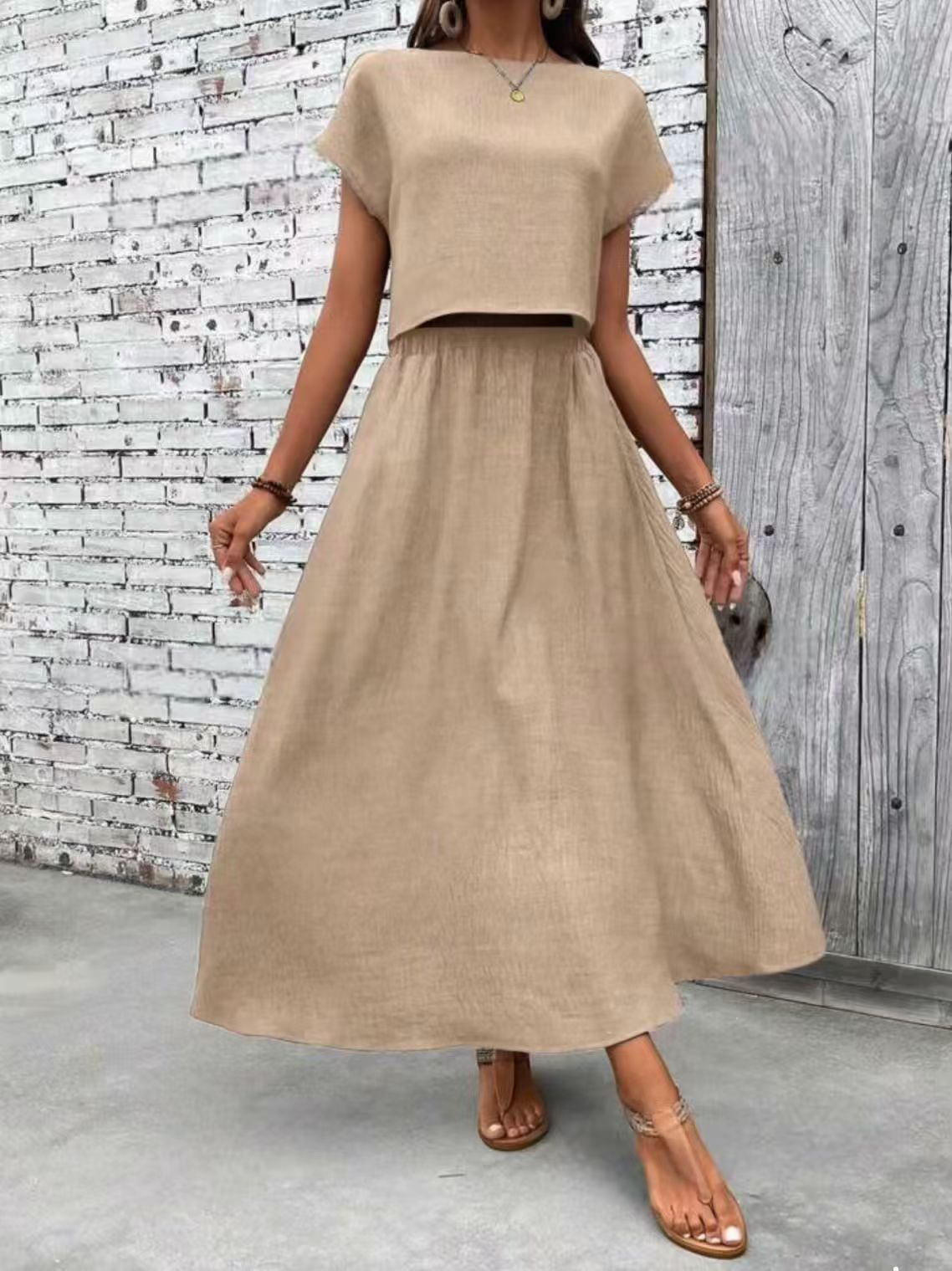 2-delige Set – Effentop & Casual A-lijn Jurk