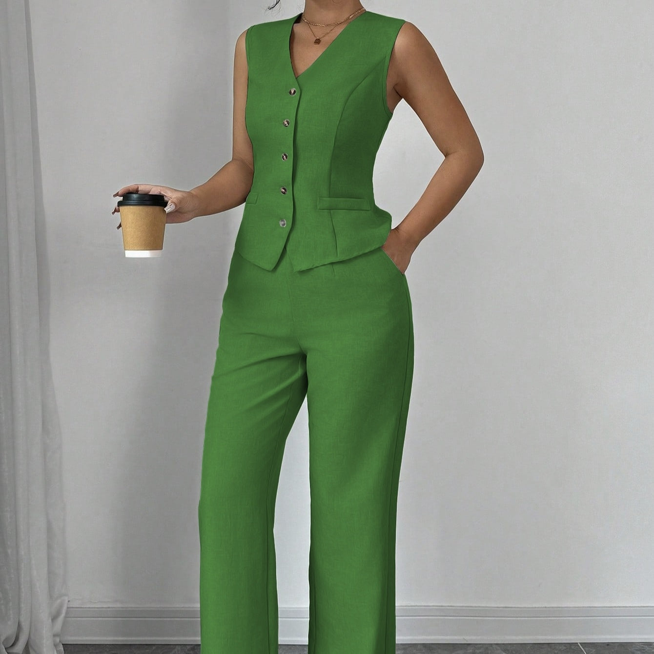 Off-Shoulder Top & Wide-Leg Broek – 2-Delige Set