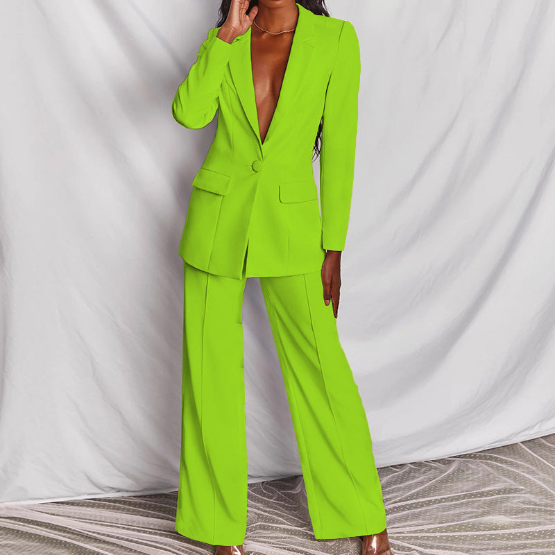 2-Delige Set Lente Elegant Solide Lange Mouw Blazer Pak En Broek Voor Vrouwen Herfst Classic OL Street Outfit
