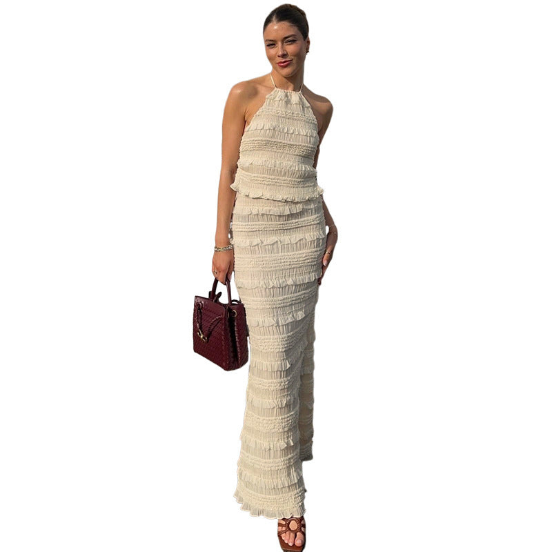 Dames Elegante Mouwloze Halter Jurk Pak