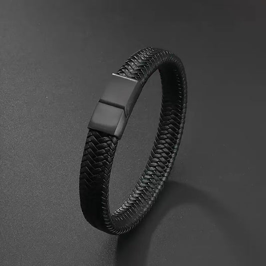 Heren Armband van Echt Leer – Magnetische Sluiting