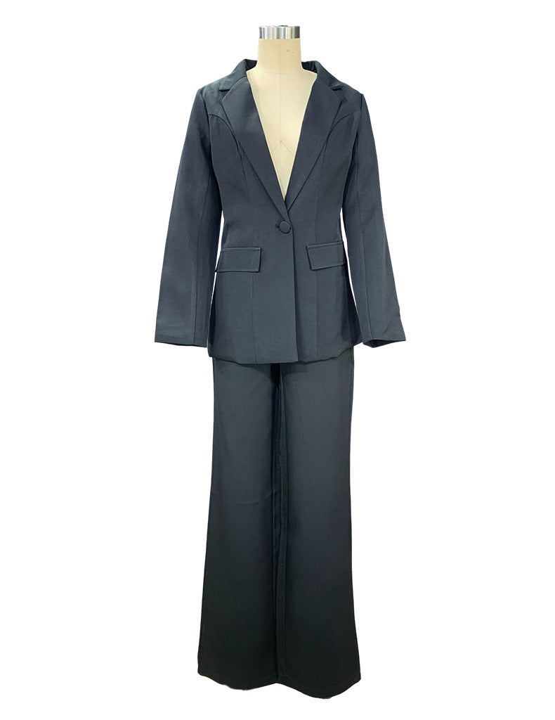 2-Delige Set Lente Elegant Solide Lange Mouw Blazer Pak En Broek Voor Vrouwen Herfst Classic OL Street Outfit