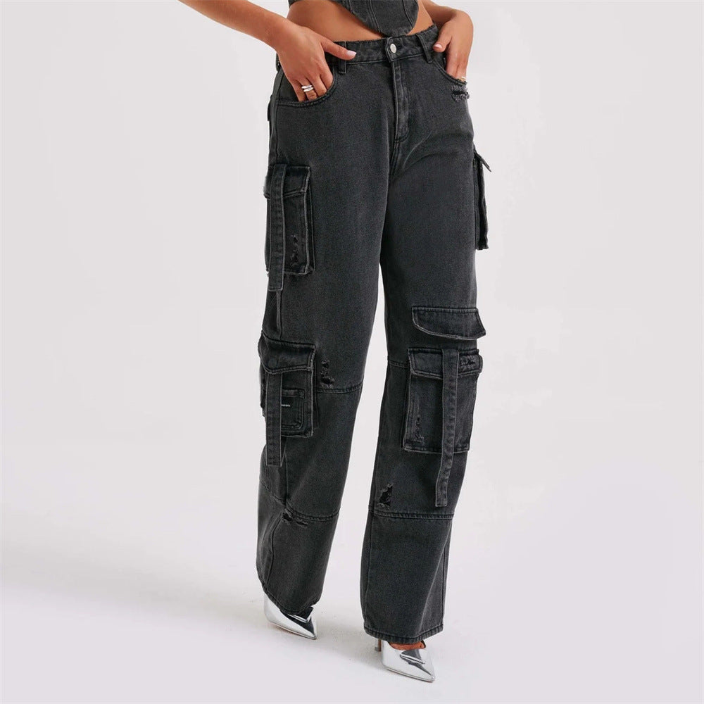 Dames Suit Jeans – Lage Taille Tube Top & Pocket Stitching