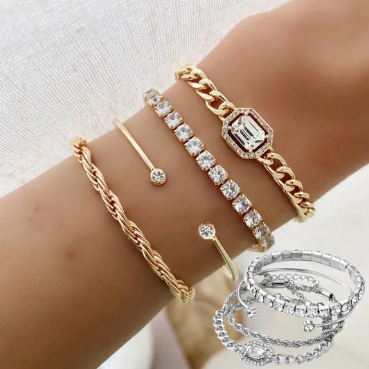 Fashion Jewelry 4-delige Crystal Armband Set