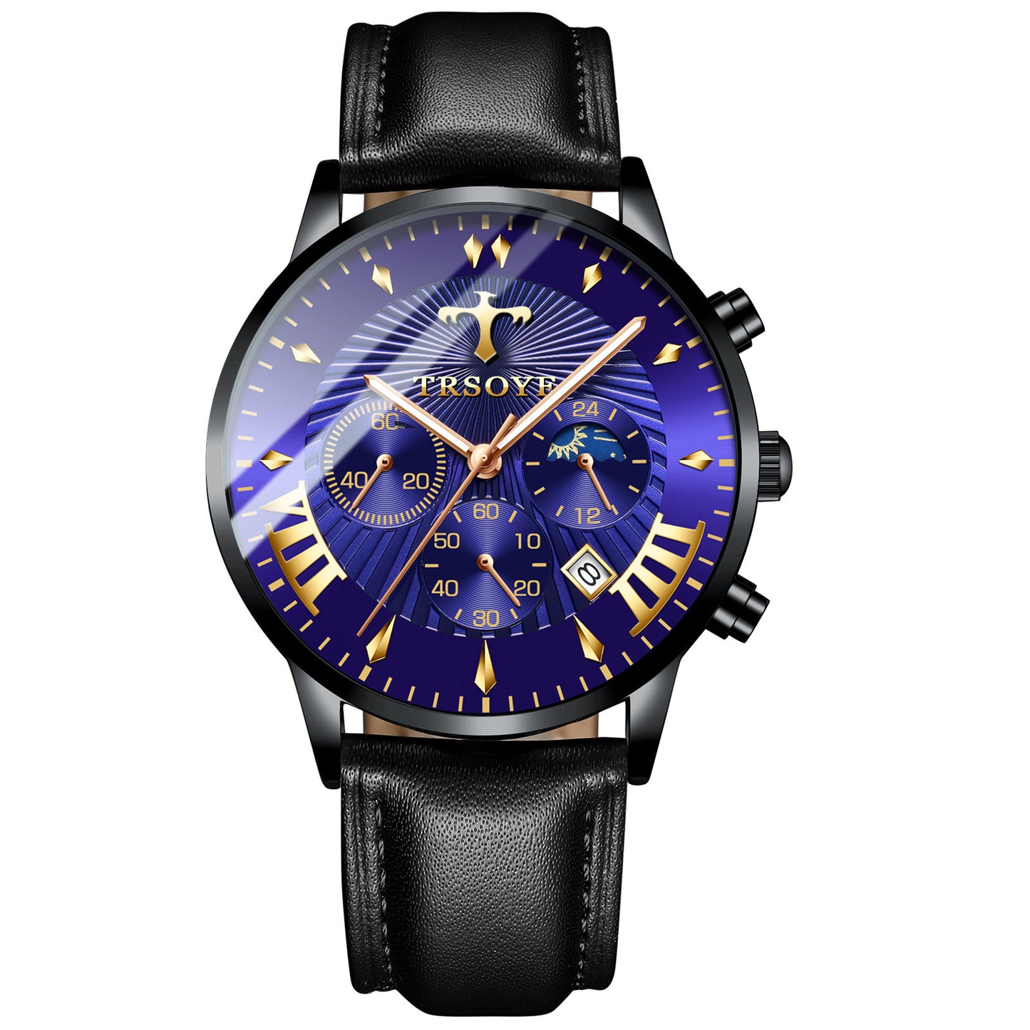 Herenhorloge – Lederen Quartz Horloge met Datum & Luminous Wijzerplaat