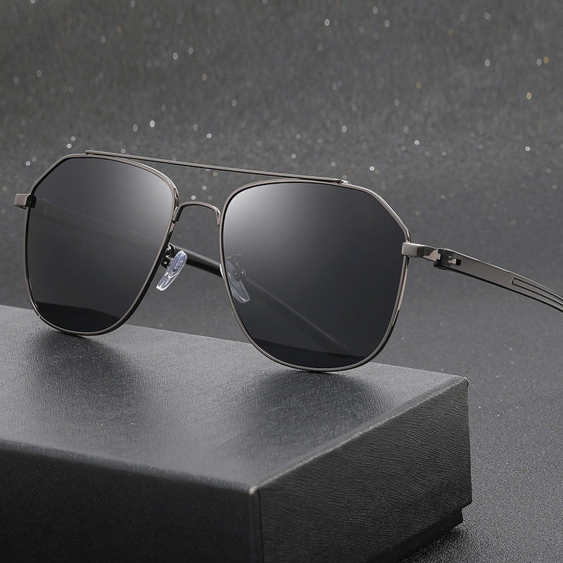 Aviator Zonnebril met Dubbele Brug – Large Frame & Metalen Look