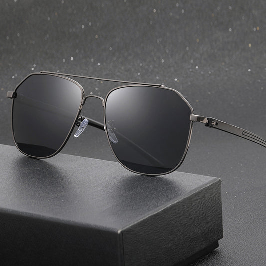 Aviator Zonnebril met Dubbele Brug – Large Frame & Metalen Look