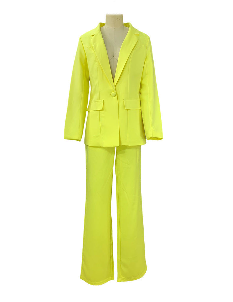 2-Delige Set Lente Elegant Solide Lange Mouw Blazer Pak En Broek Voor Vrouwen Herfst Classic OL Street Outfit