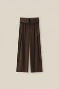 Lesmo Luna Plissé Taillebroek - High Waist Wide Leg Pantalon | Bruin