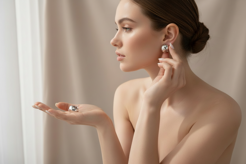 Lesmo Sculpt C-vormige Oorbellen – Goud & Zilver