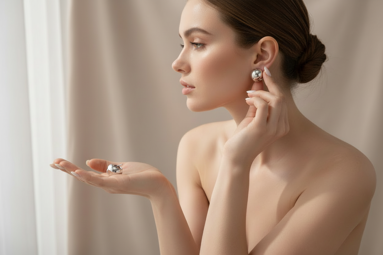 Lesmo Sculpt C-vormige Oorbellen – Goud & Zilver