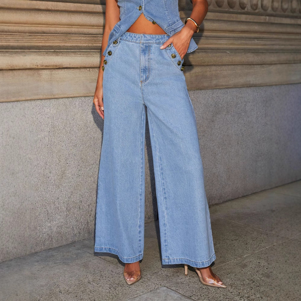 Denim Elegance Two-Piece Set