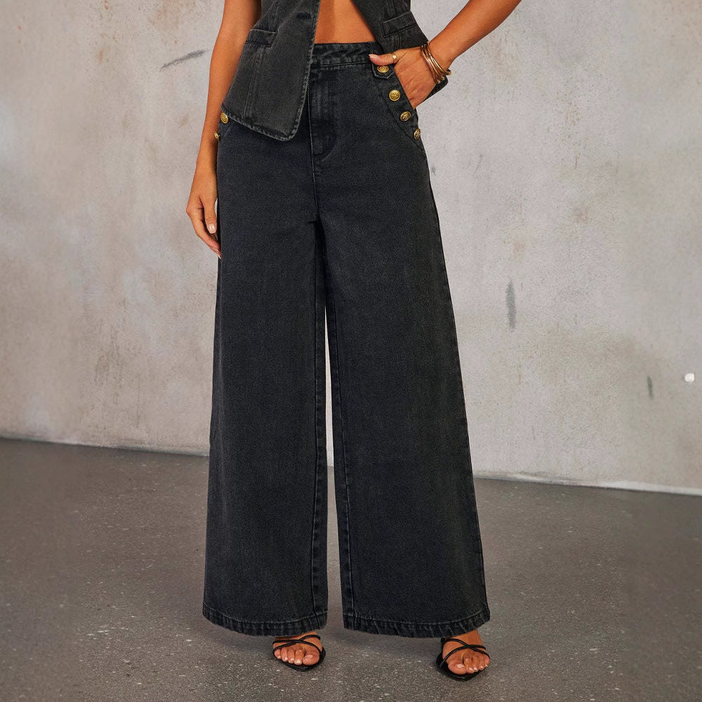 Denim Elegance Two-Piece Set