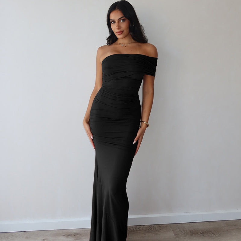 Slim Fit Jurk met Open Rug en Elegante Split