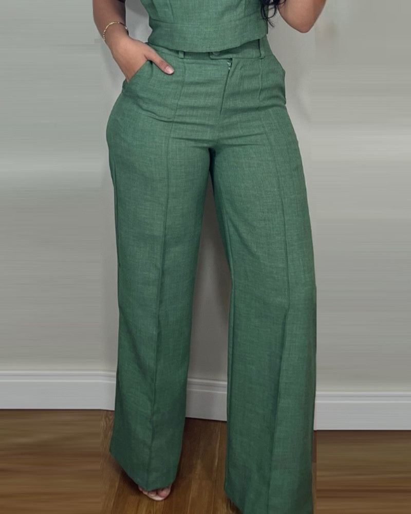 Zomerset Dames Mouwloos Vest & Rechte Broek met Zak