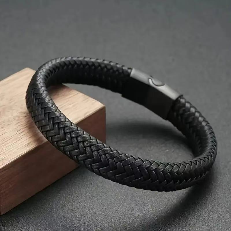 Heren Armband van Echt Leer – Magnetische Sluiting