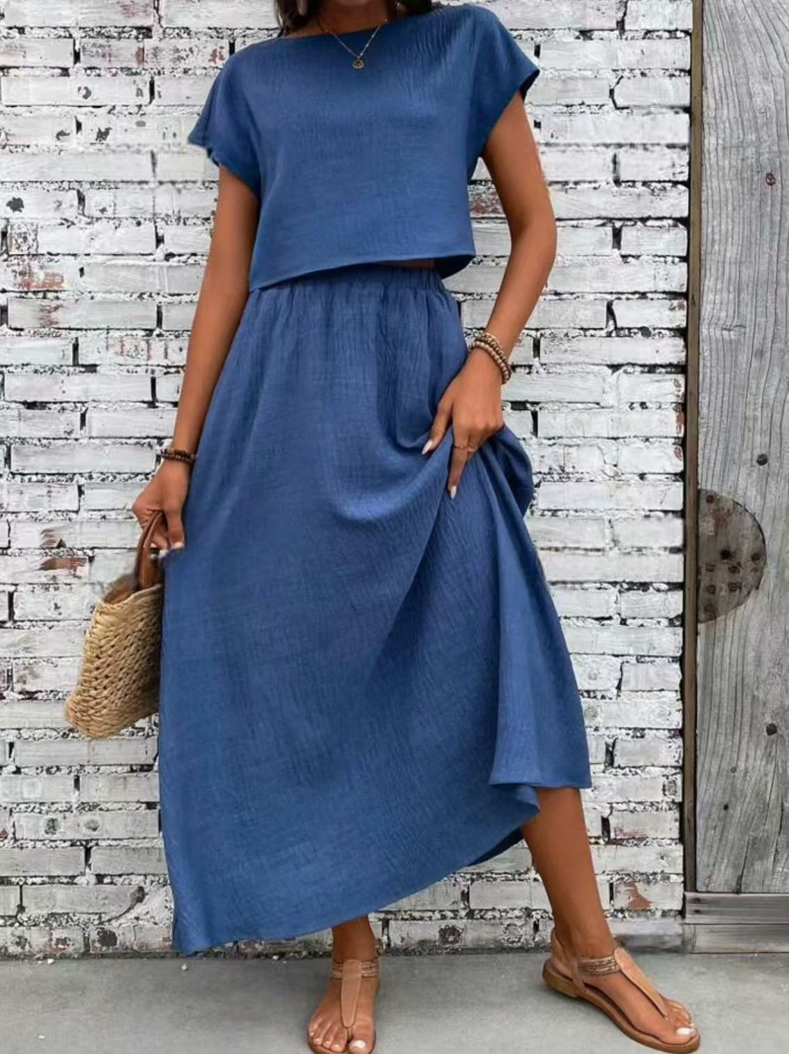 2-delige Set – Effentop & Casual A-lijn Jurk