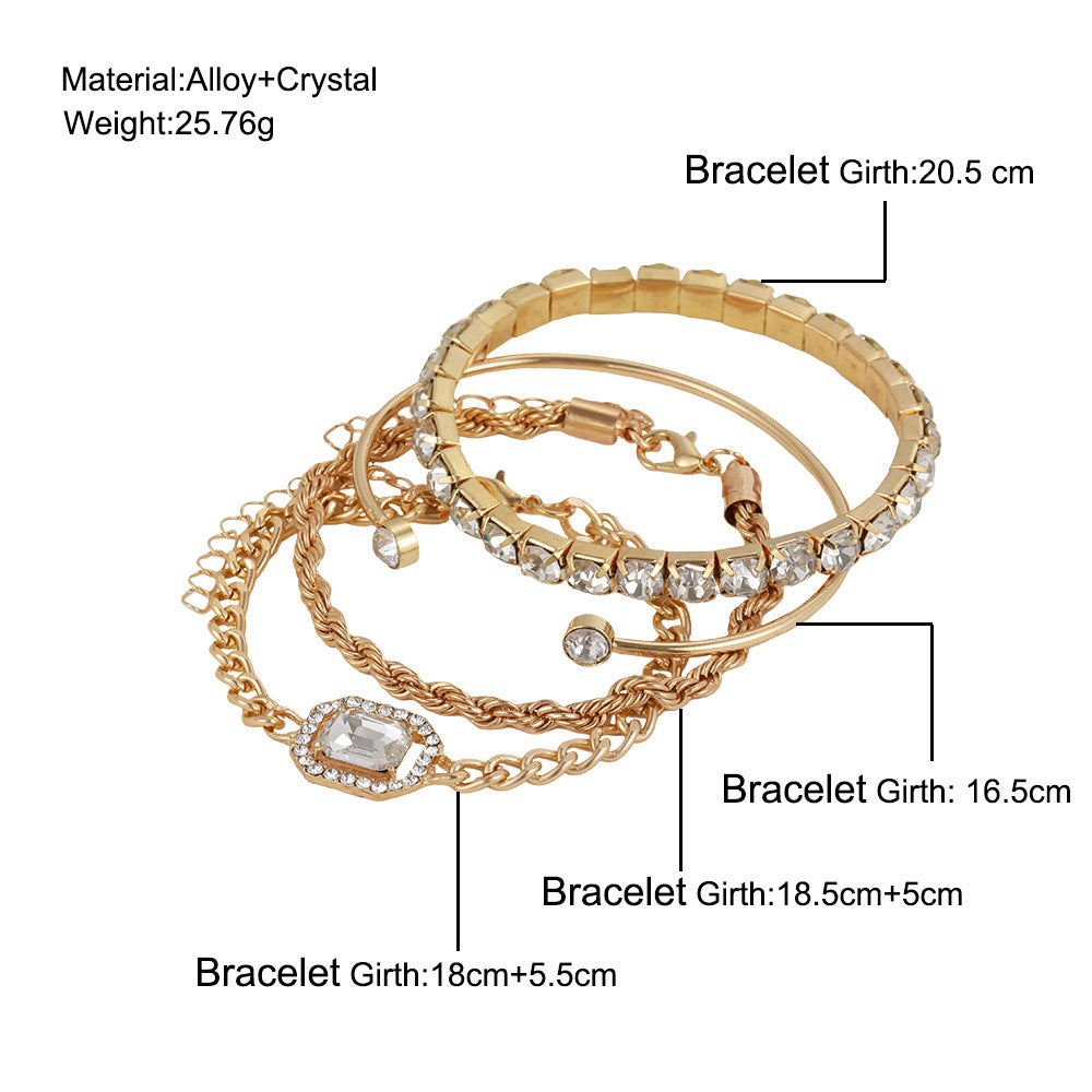 Fashion Jewelry 4-delige Crystal Armband Set